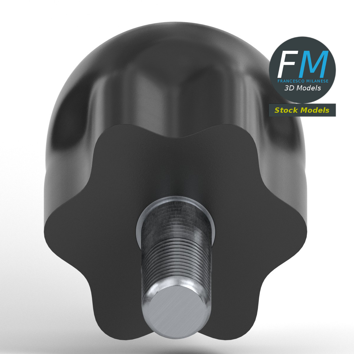 3D-Modell - Geriffelter Drehknopf mit Gewindebolzen - 04