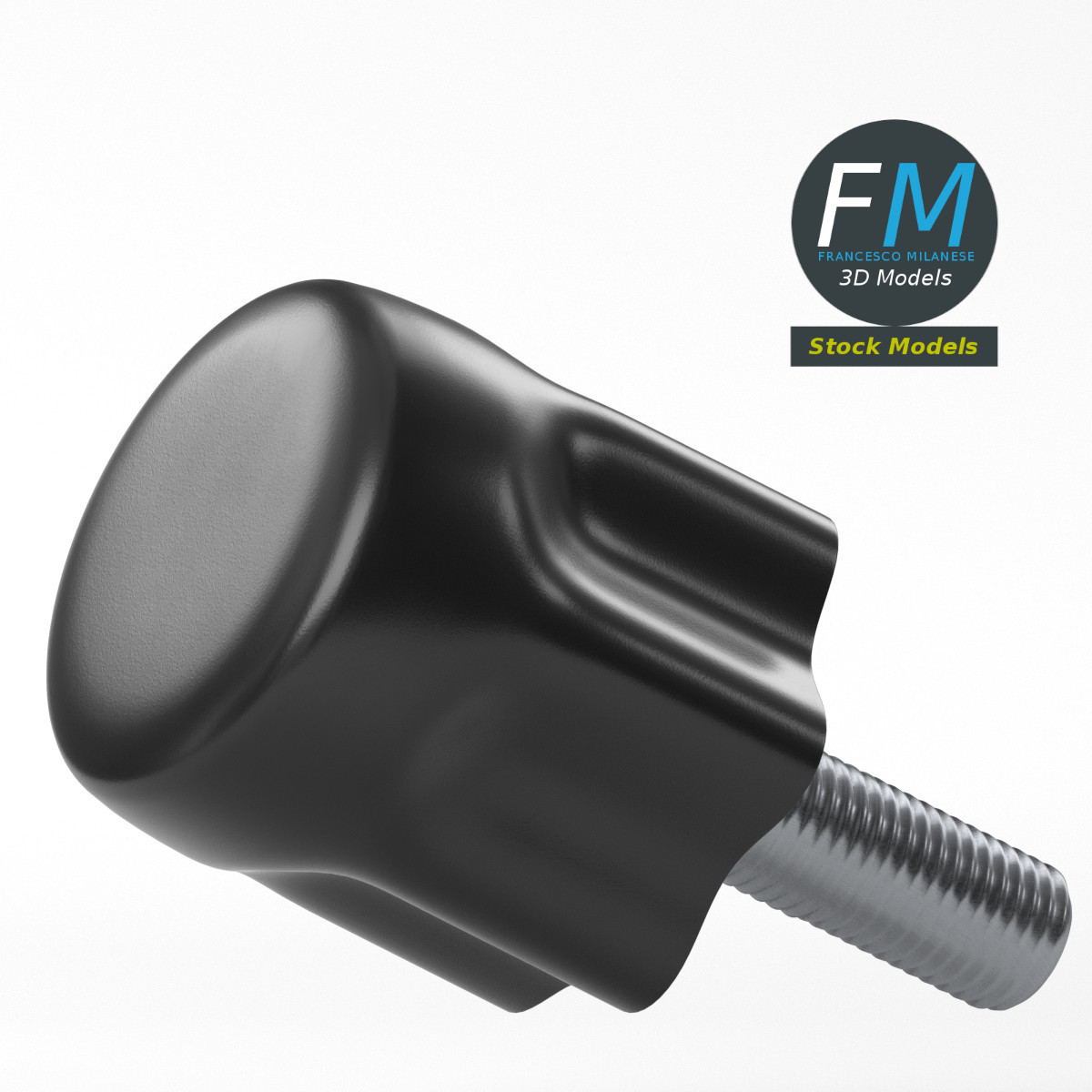 3D-Modell - Geriffelter Drehknopf mit Gewindebolzen - 05