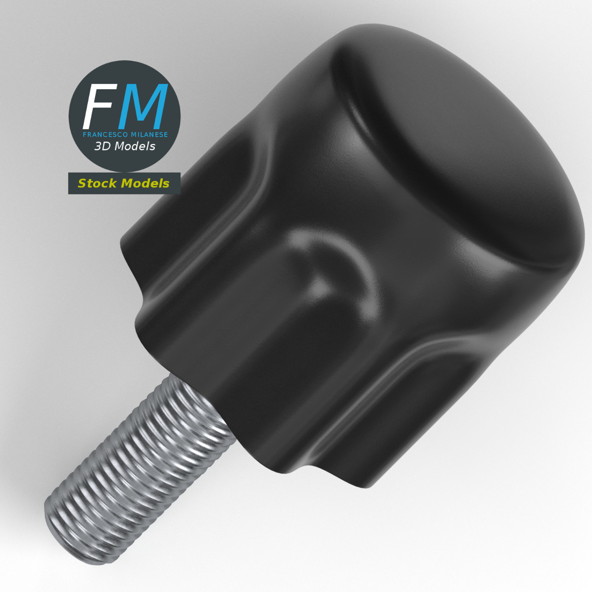3D-Modell - Geriffelter Drehknopf mit Gewindebolzen - 06