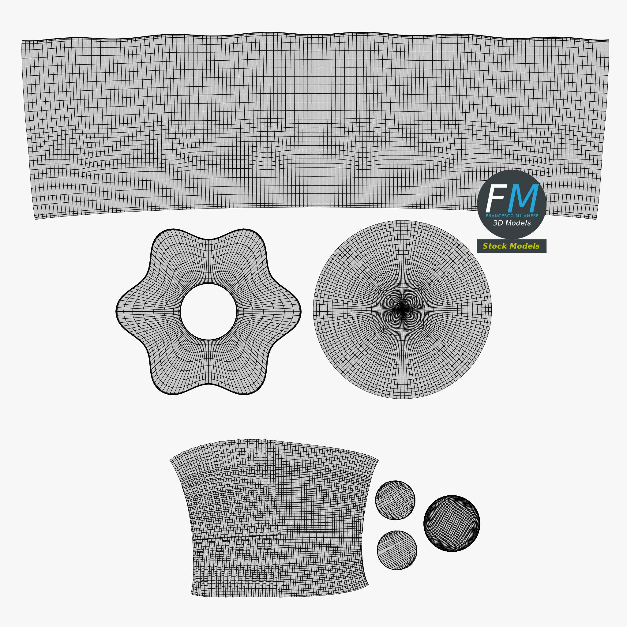 3D-Modell - Geriffelter Drehknopf mit Gewindebolzen - 11 3D-Modell - Geriffelter Drehknopf mit Gewindebolzen - 11