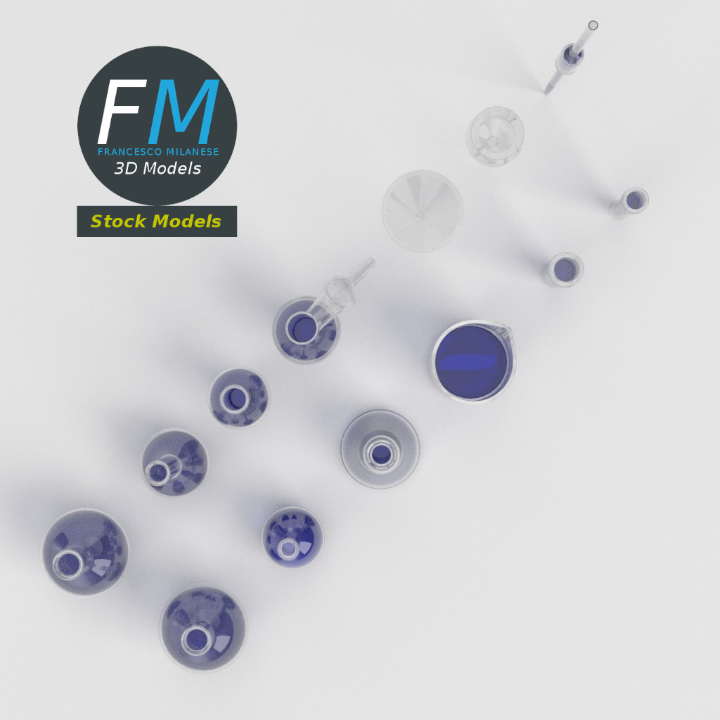 3D-Modell - Labor-Glasgeräte-Set - 06