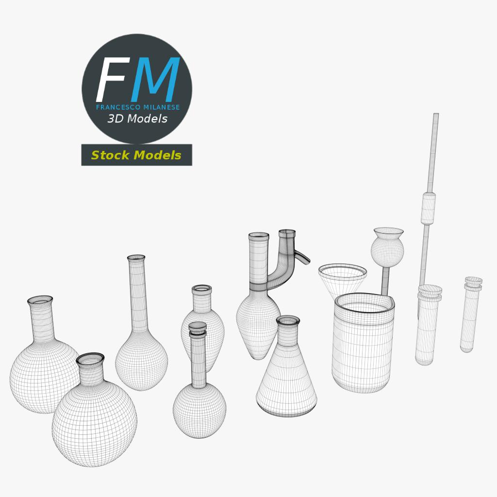 3D-Modell - Labor-Glasgeräte-Set - 07