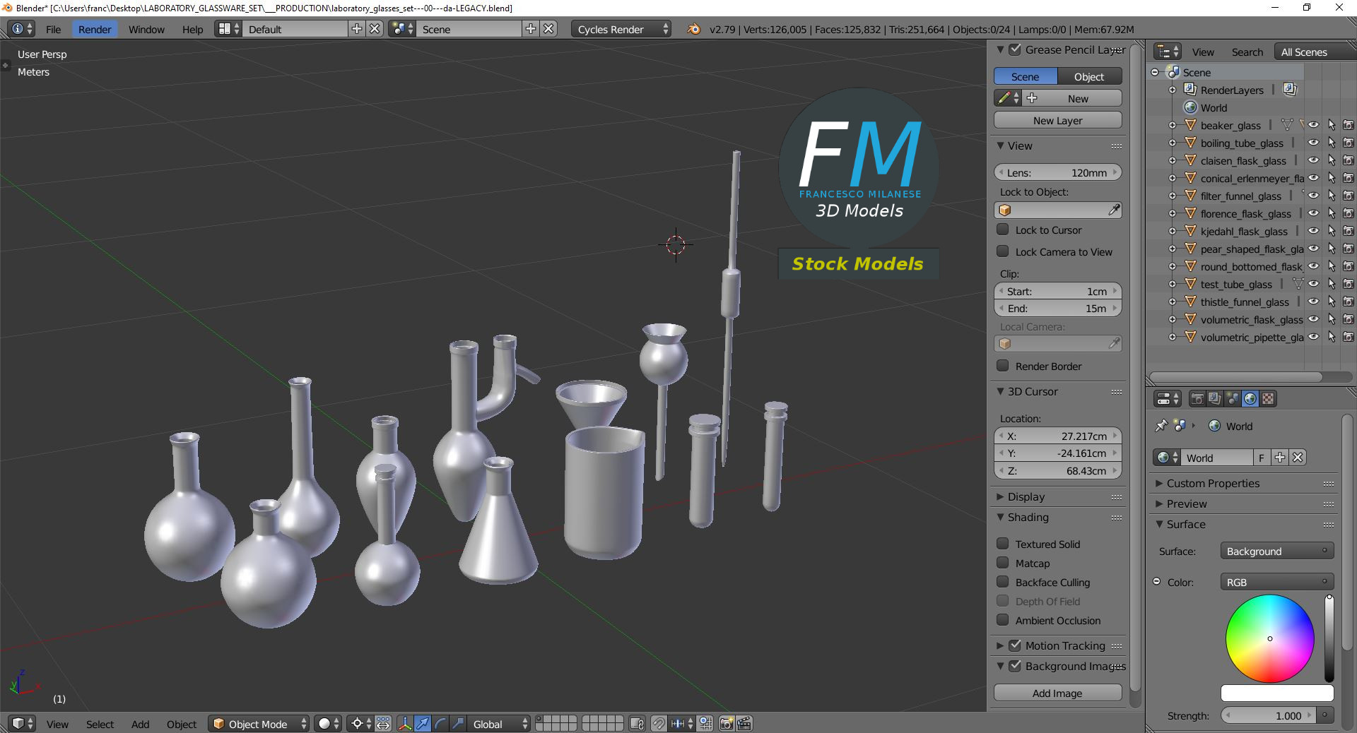 3D-Modell - Labor-Glasgeräte-Set - 09