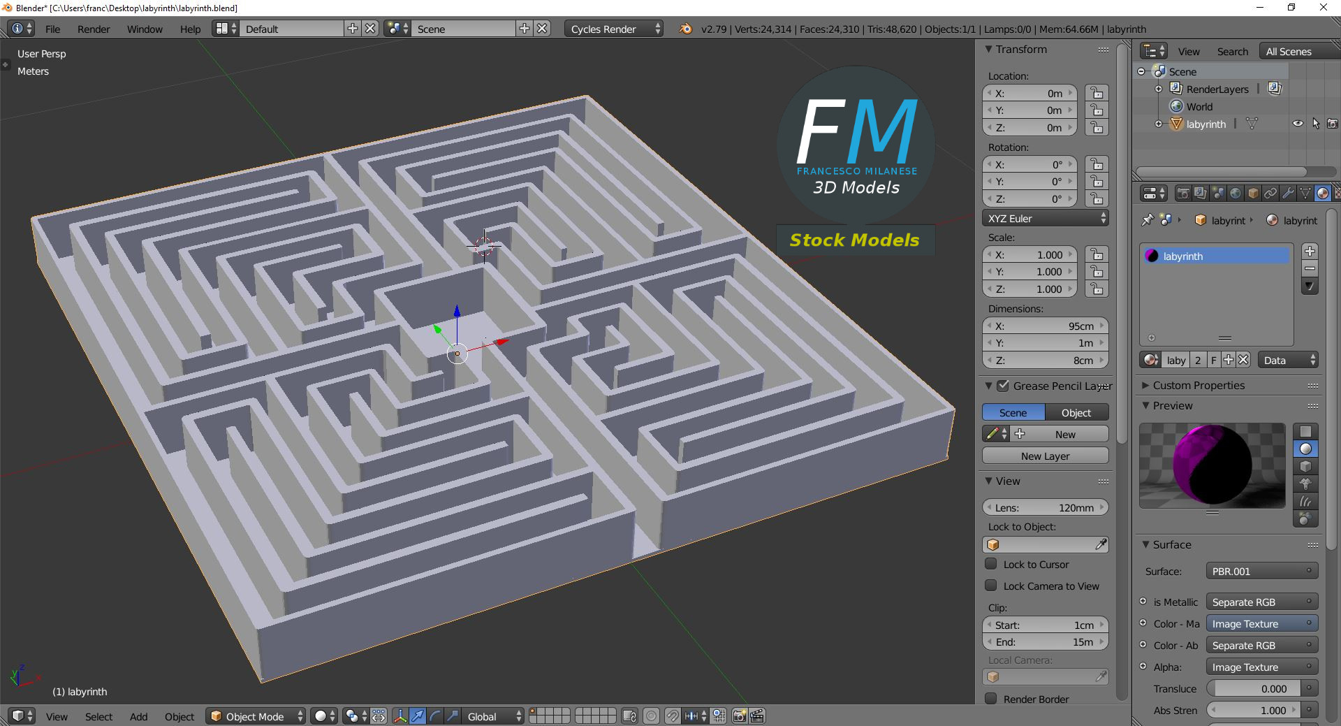 3D-Modell - Quadratisches Labyrinth - 09