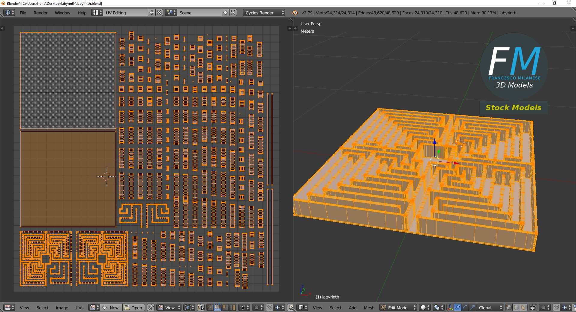 3D-Modell - Quadratisches Labyrinth - 10