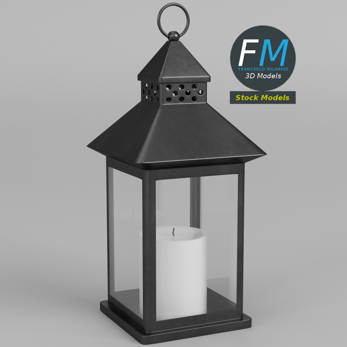 3D-Modell - Laterne mit Kerze - 01