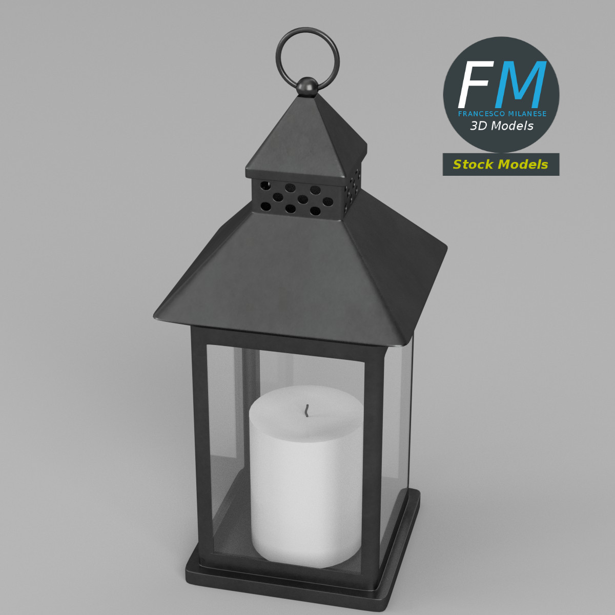3D-Modell - Laterne mit Kerze - 02