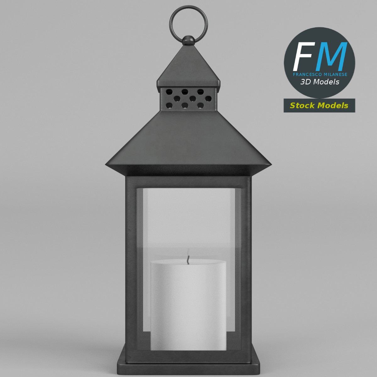 3D-Modell - Laterne mit Kerze - 03
