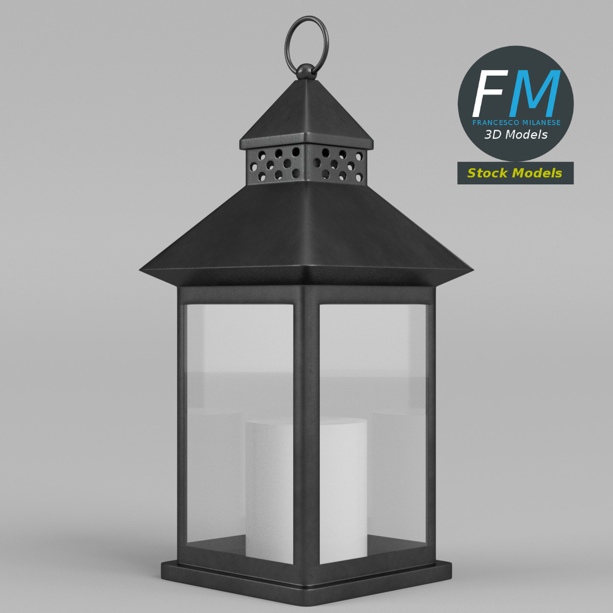 3D-Modell - Laterne mit Kerze - 04