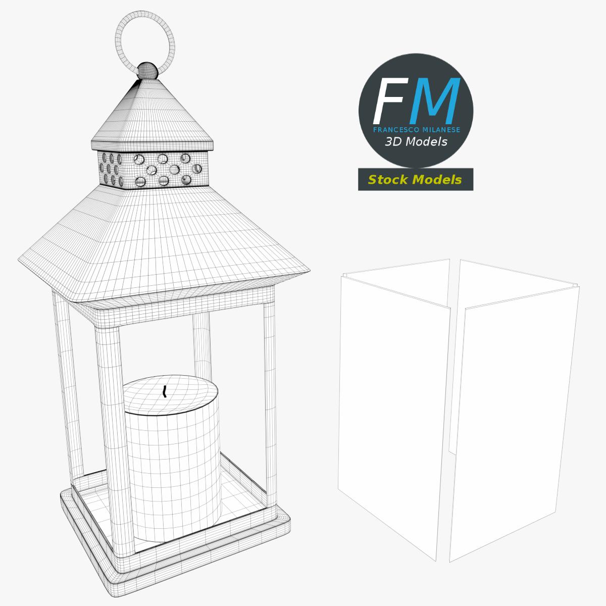 3D-Modell - Laterne mit Kerze - 08