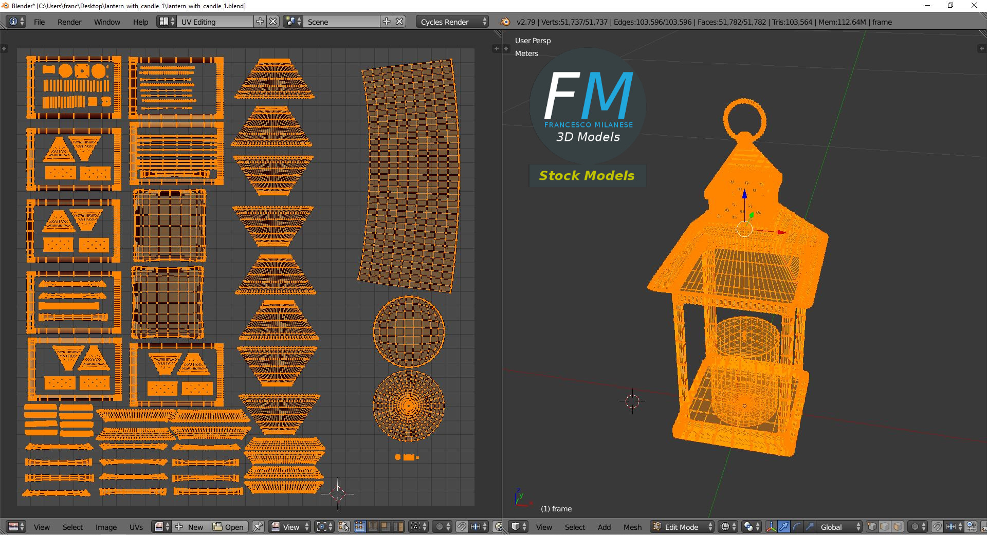 3D-Modell - Laterne mit Kerze - 10
