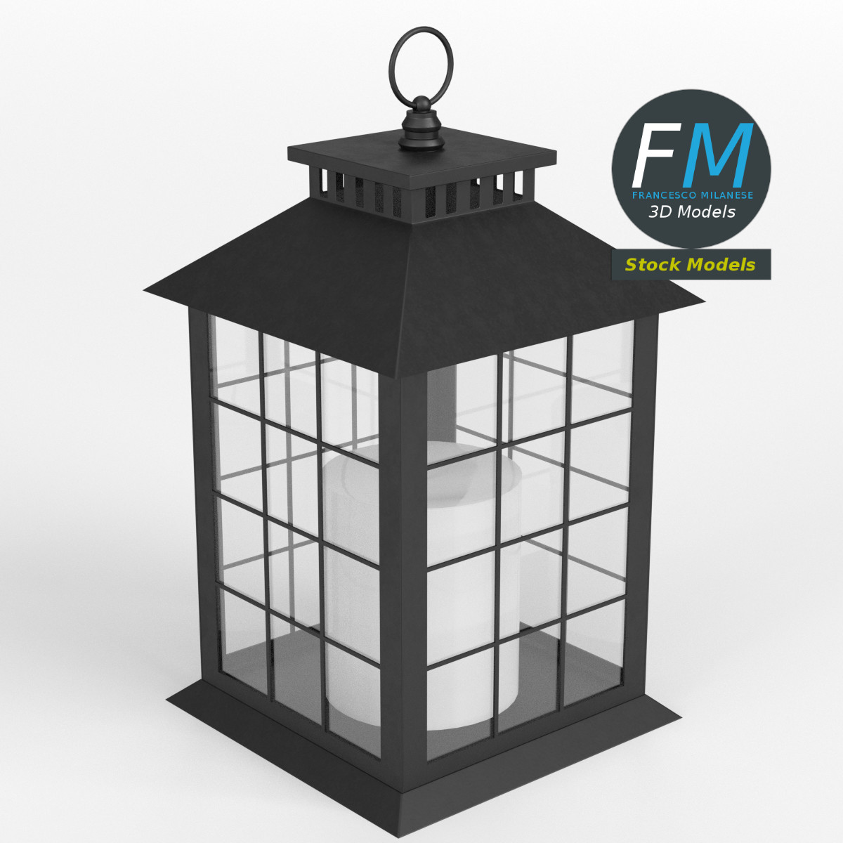3D-Modell - Laterne mit Kerze - 01