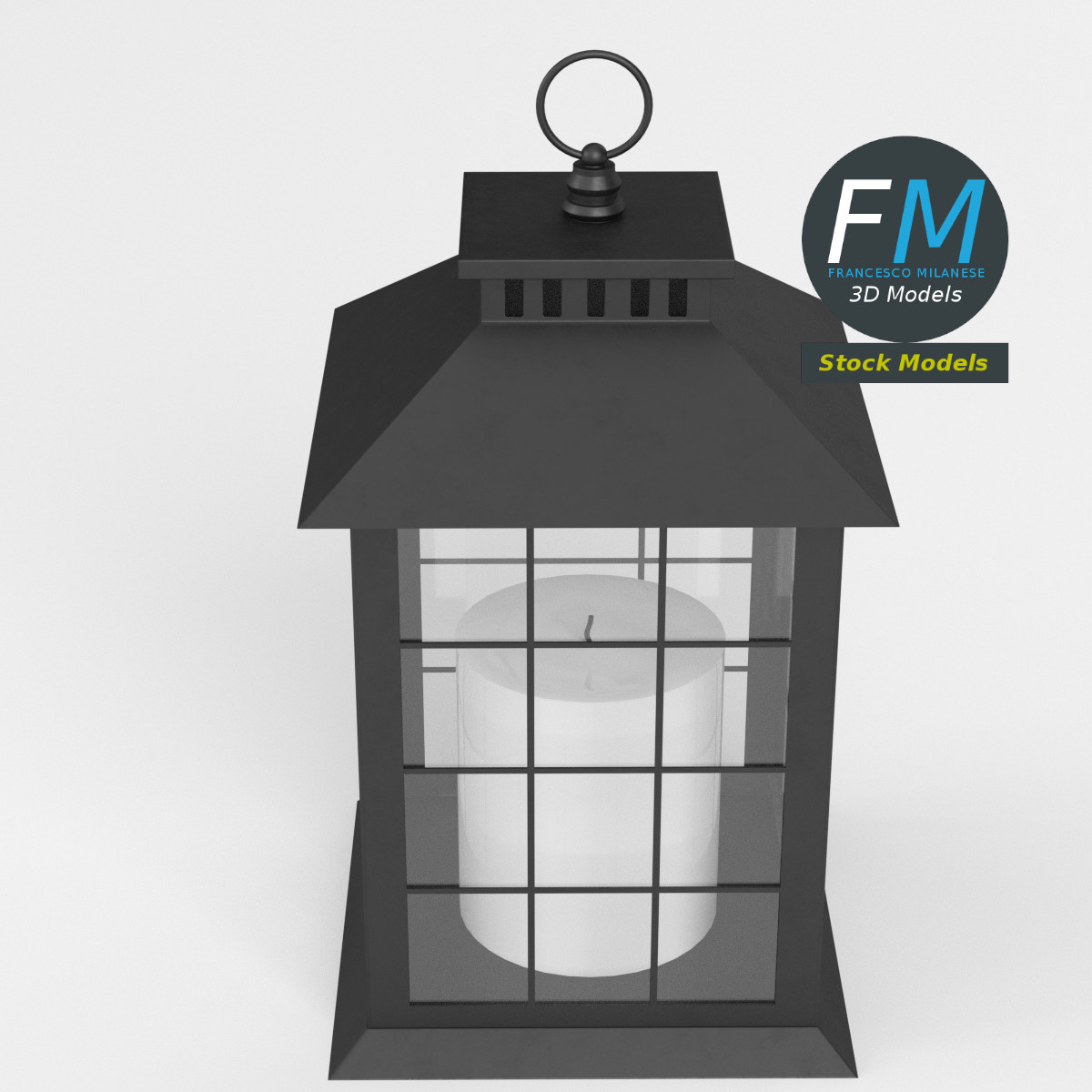 3D-Modell - Laterne mit Kerze - 02