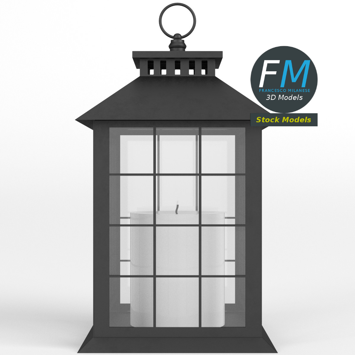 3D-Modell - Laterne mit Kerze - 03
