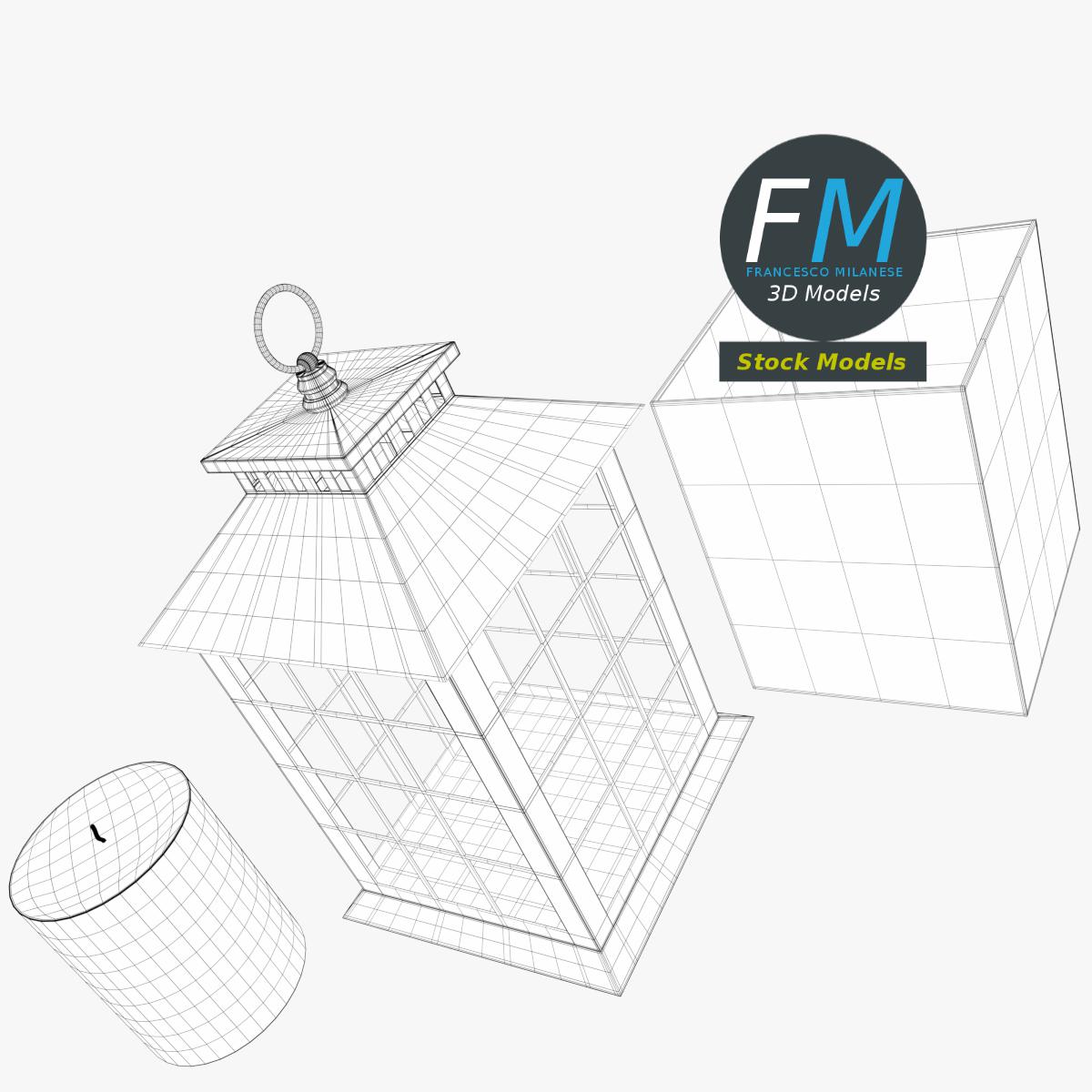 3D-Modell - Laterne mit Kerze - 08