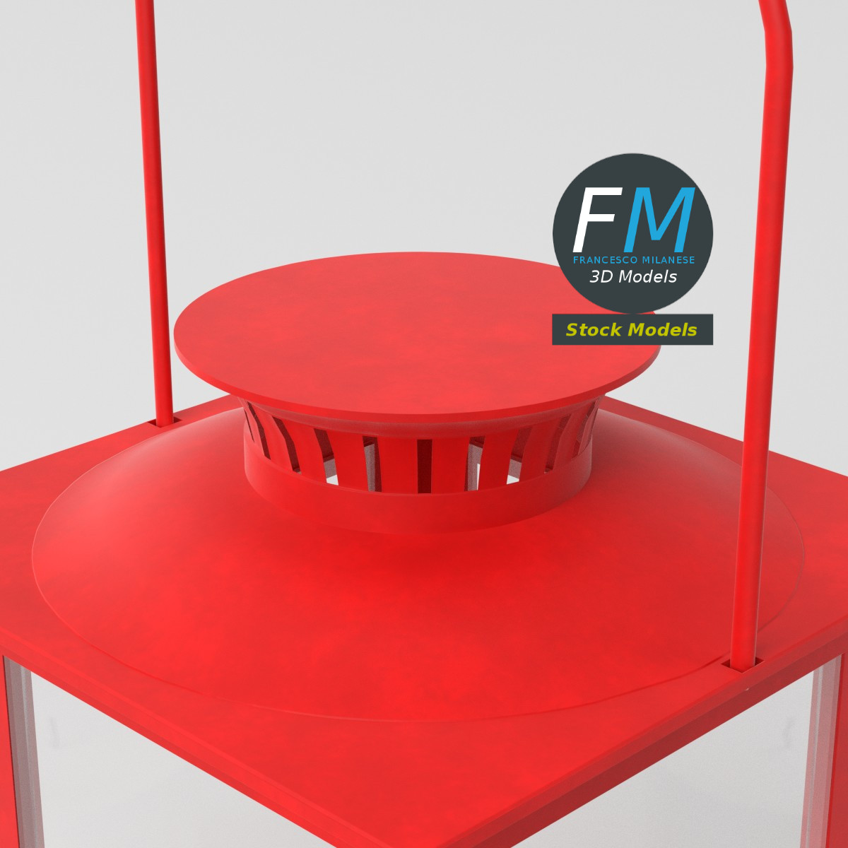 3D-Modell - Rote Laterne mit Kerze - 05