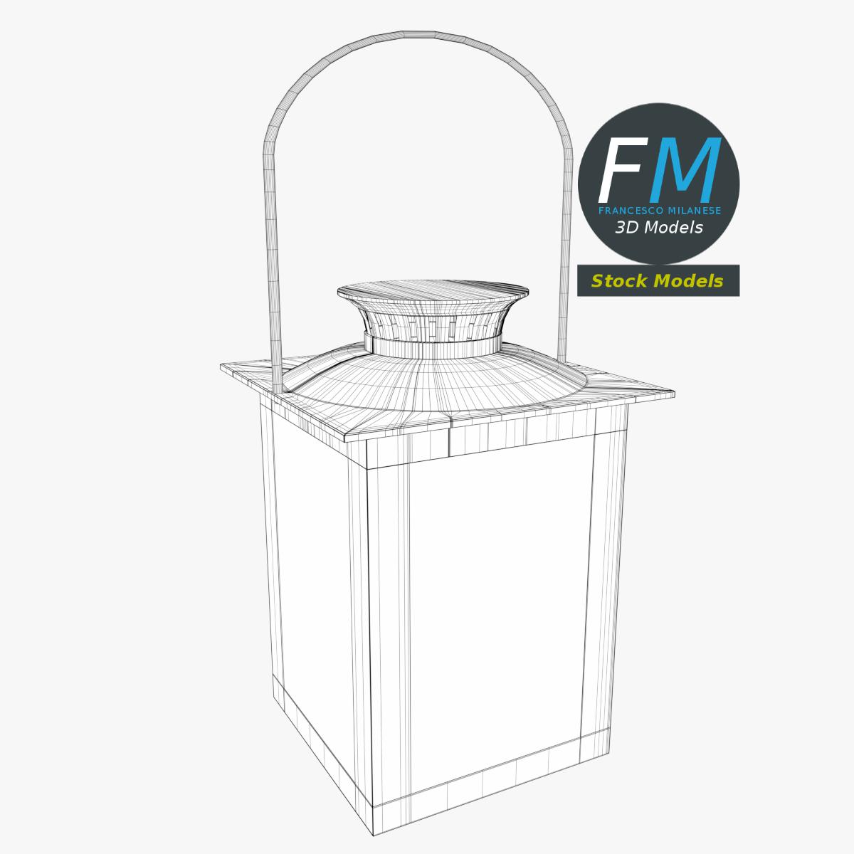 3D-Modell - Rote Laterne mit Kerze - 07