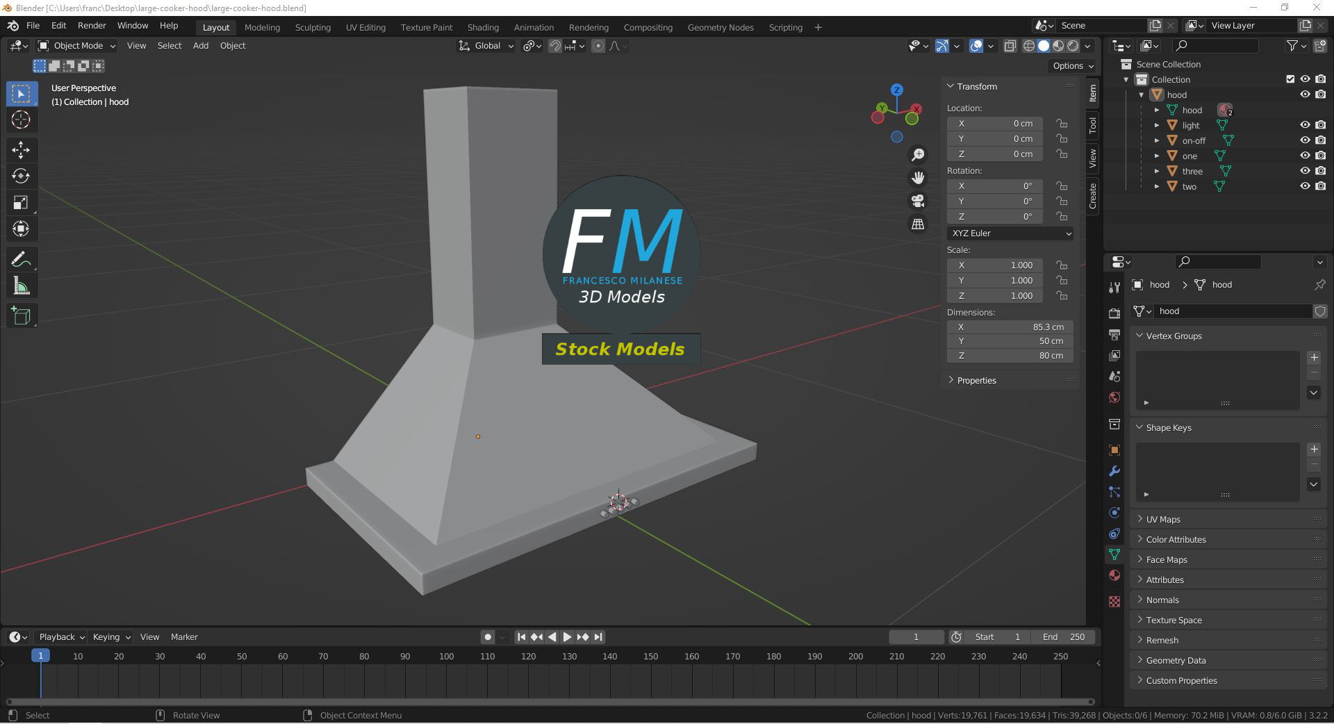 3D-Modell - Große Dunstabzugshaube - 09