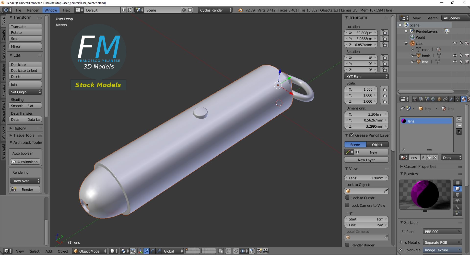 3D-Modell - Laserpointer - 09