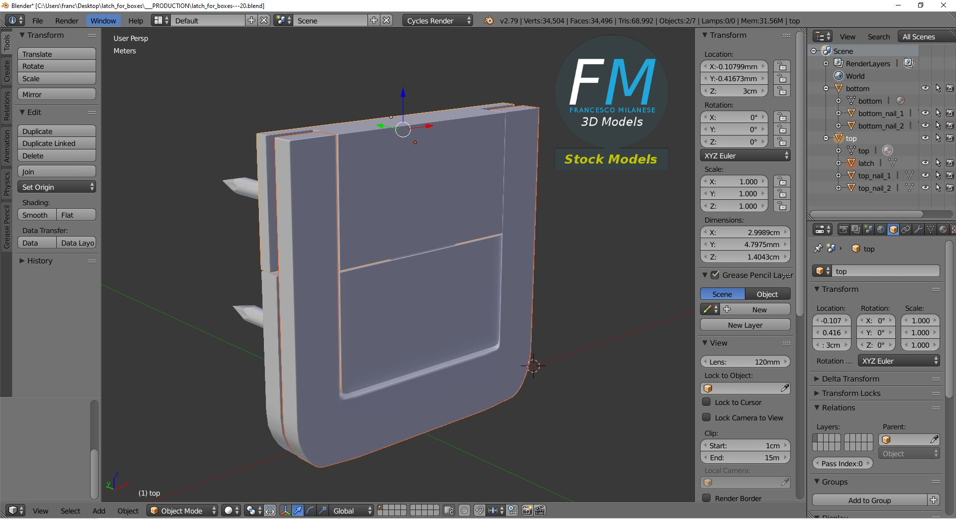 3D-Modell - Kistenverschluss - 09