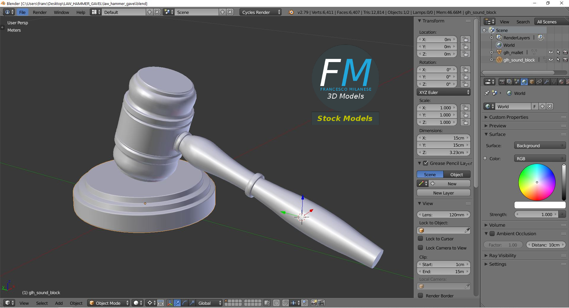 3D-Modell - Richterhammer mit Schlagblock - 09