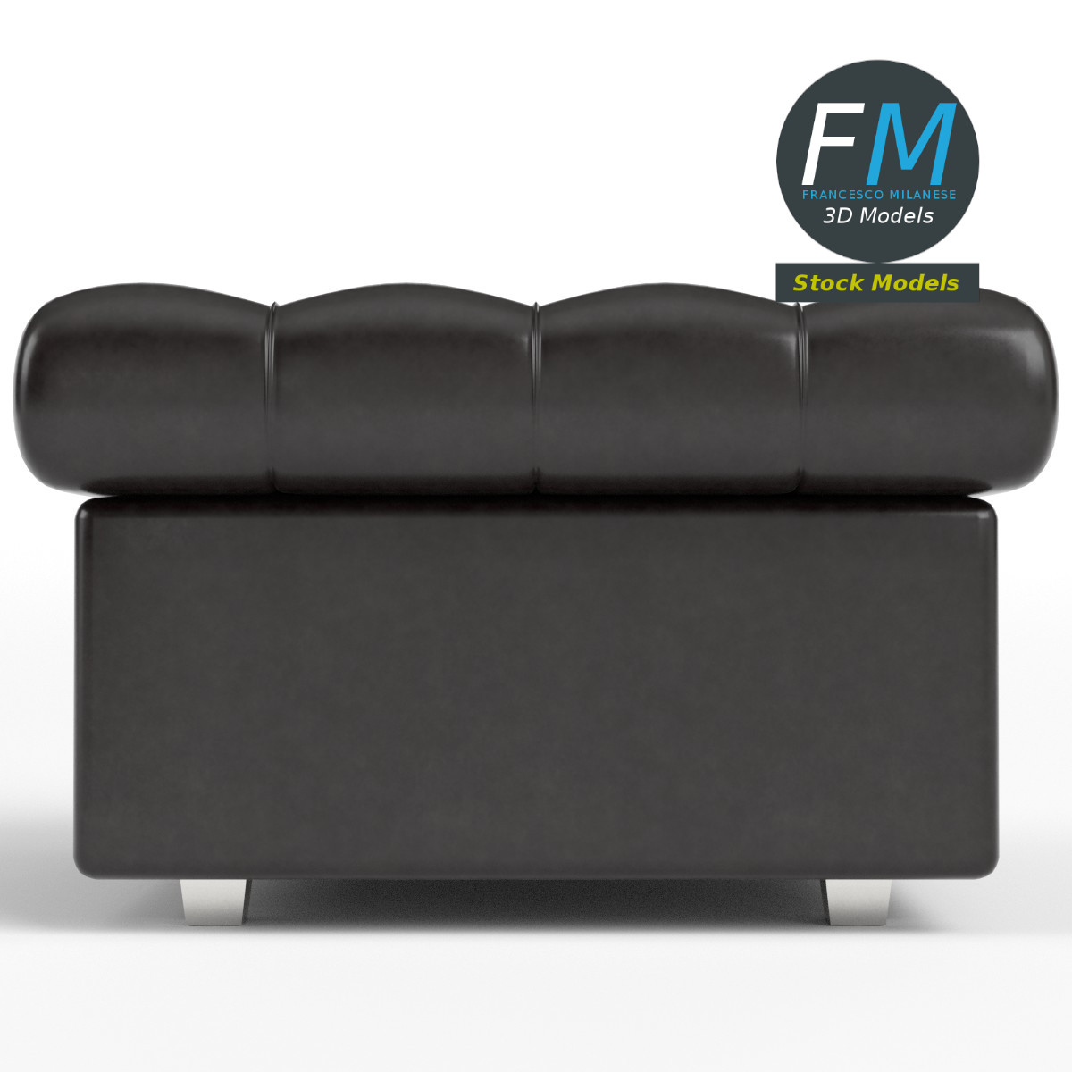 3D-Modell - Leder-Pouf mit Polster - 04