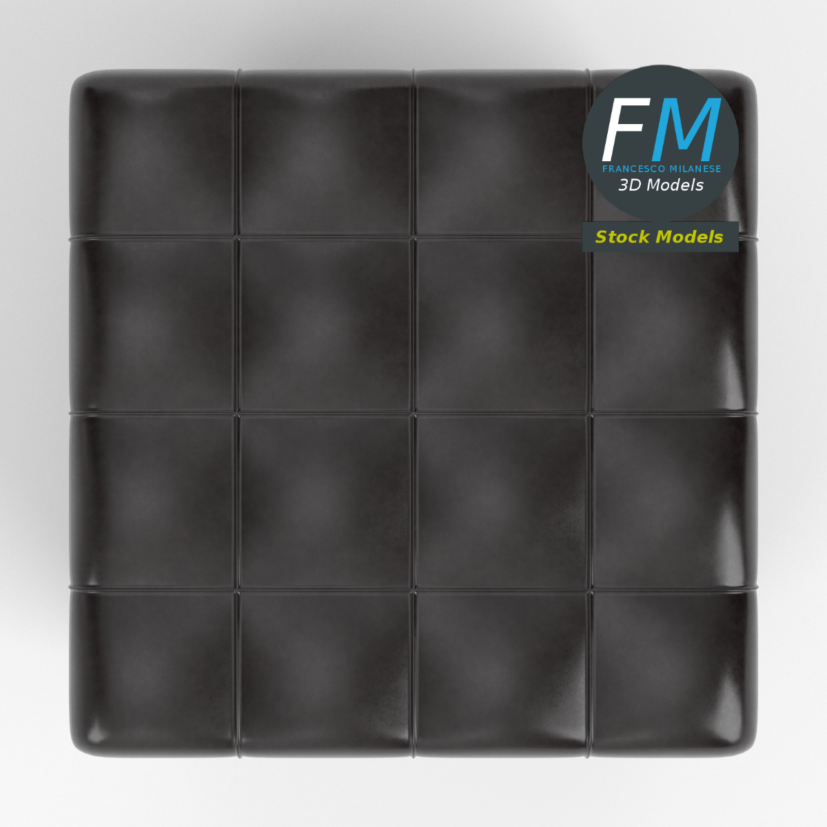 3D-Modell - Leder-Pouf mit Polster - 06