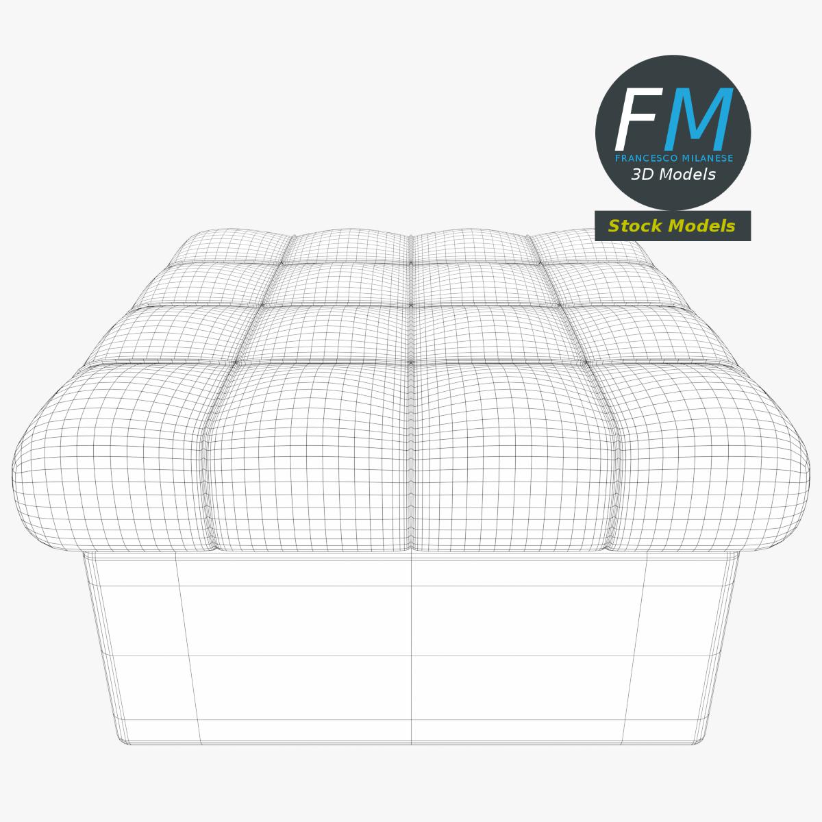 3D-Modell - Leder-Pouf mit Polster - 07