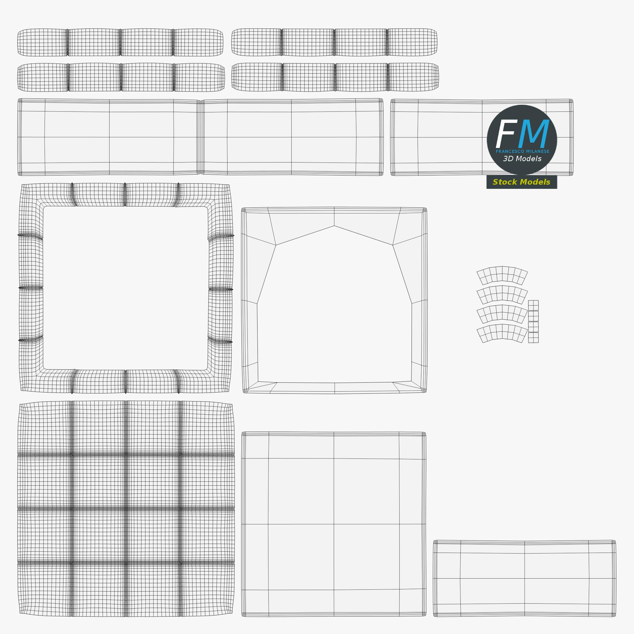 3D-Modell - Leder-Pouf mit Polster - 11 3D-Modell - Leder-Pouf mit Polster - 11