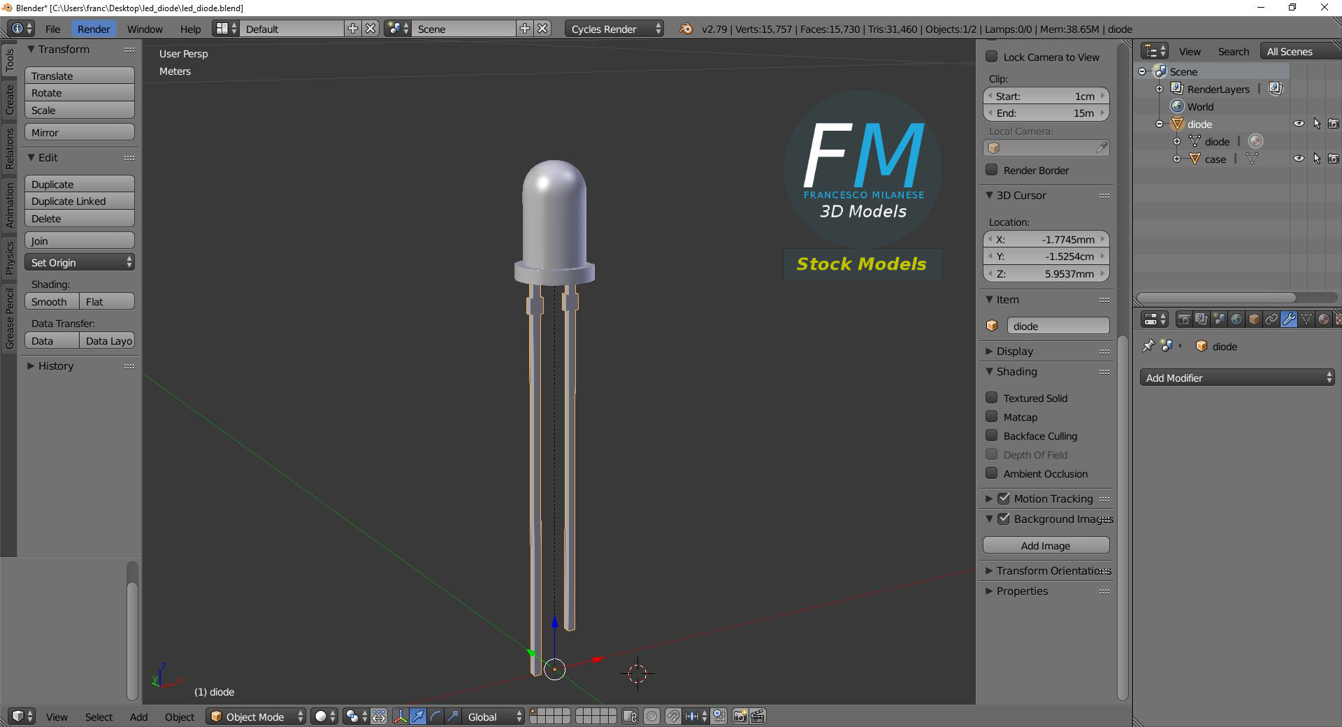 3D-Modell - Rote LED-Diode - 09