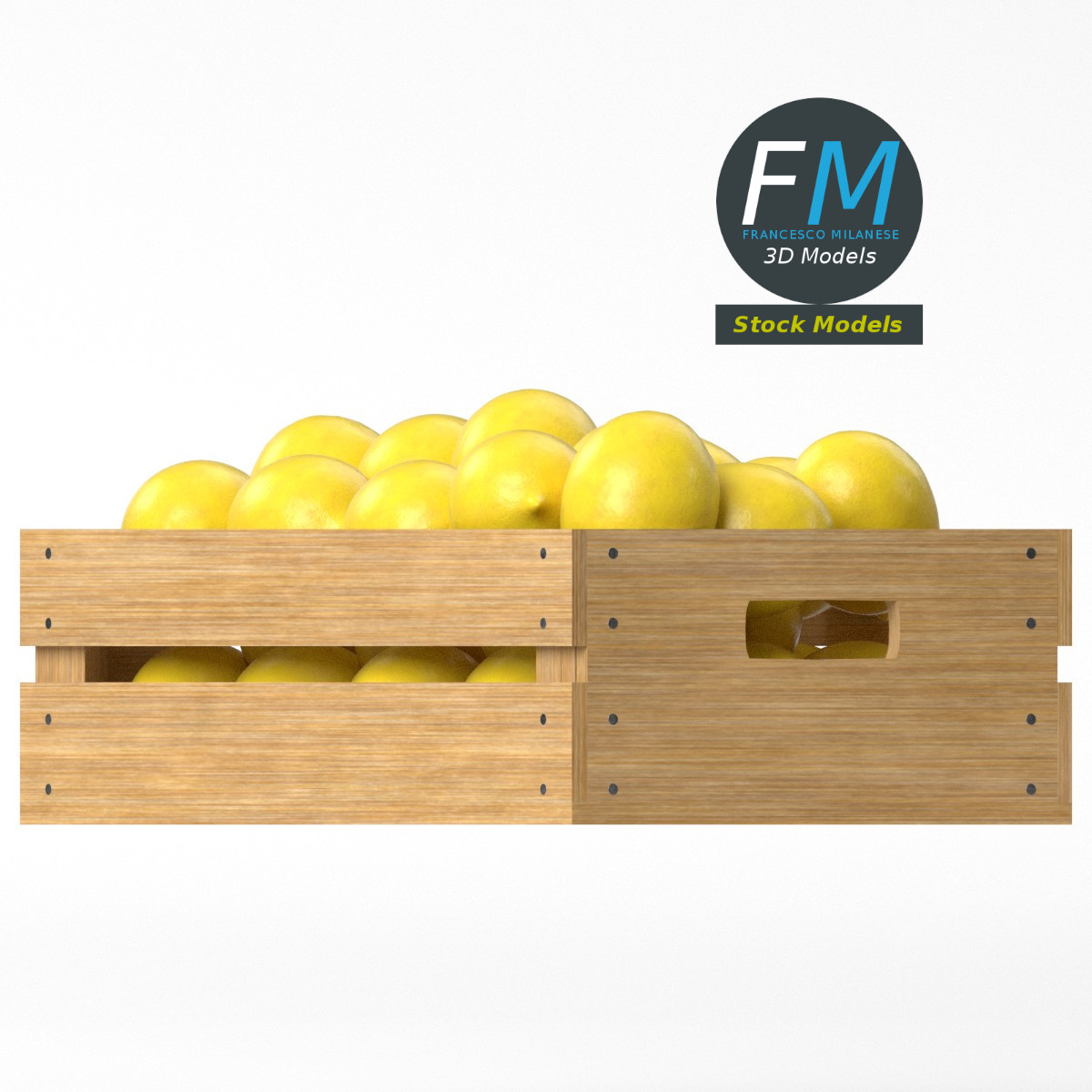 3D-Modell - Zitronen in Holzkiste - 05