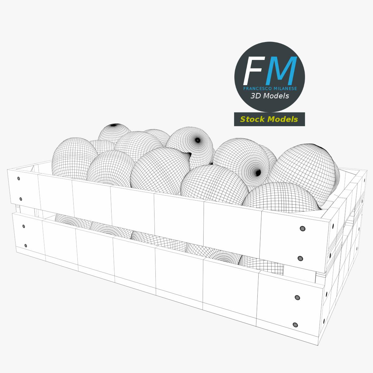 3D-Modell - Zitronen in Holzkiste - 07