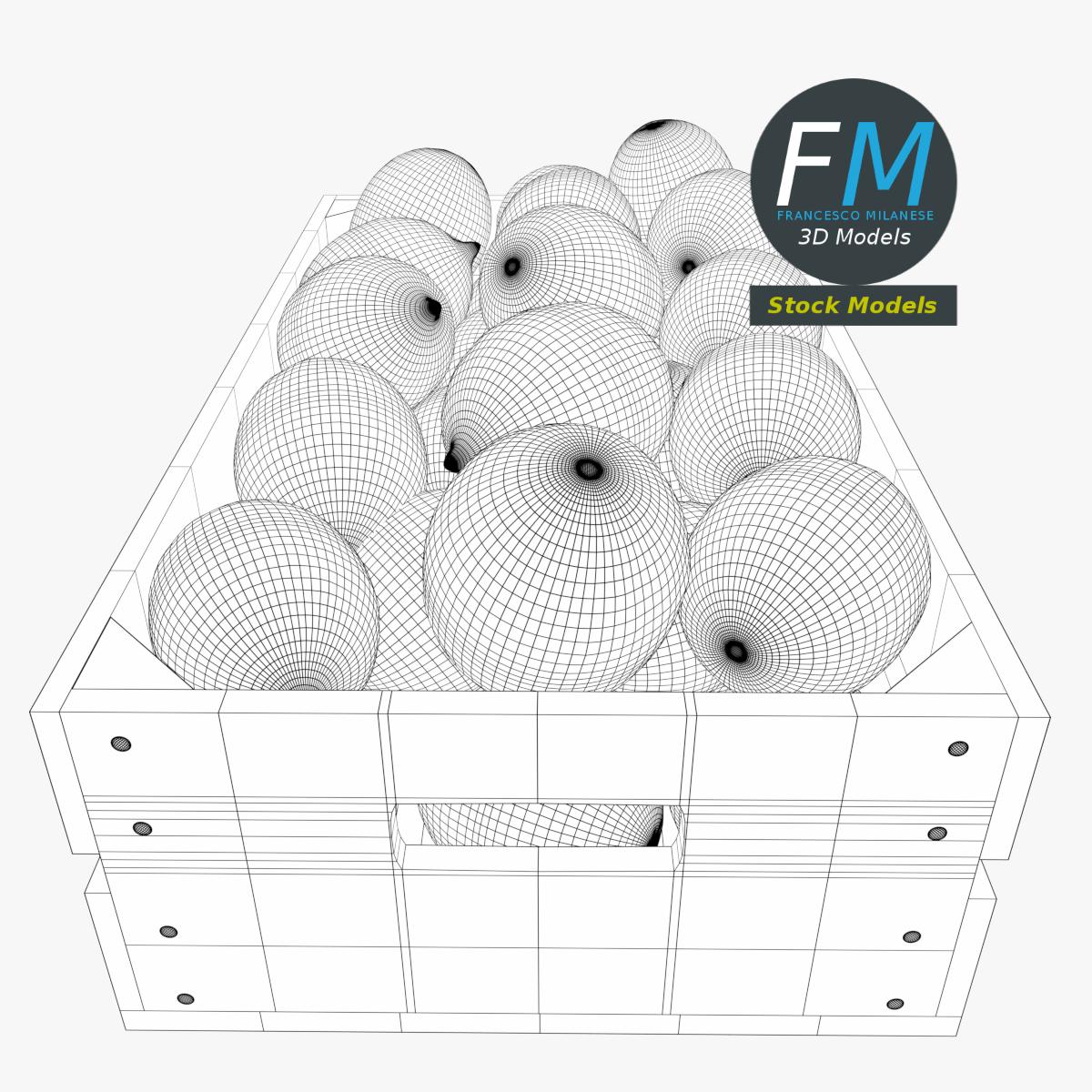 3D-Modell - Zitronen in Holzkiste - 08