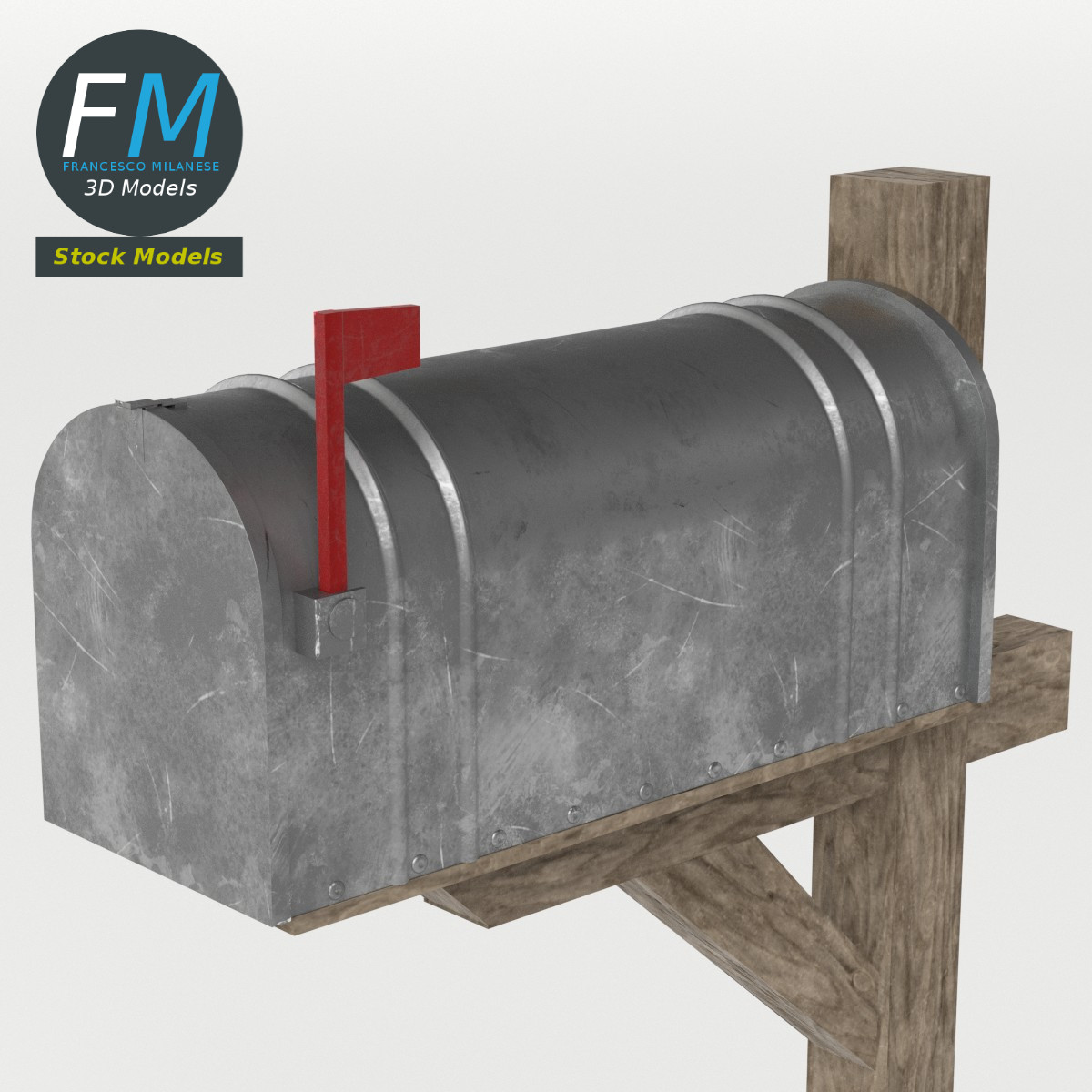 3D-Modell - Ländlicher Briefkasten - 01