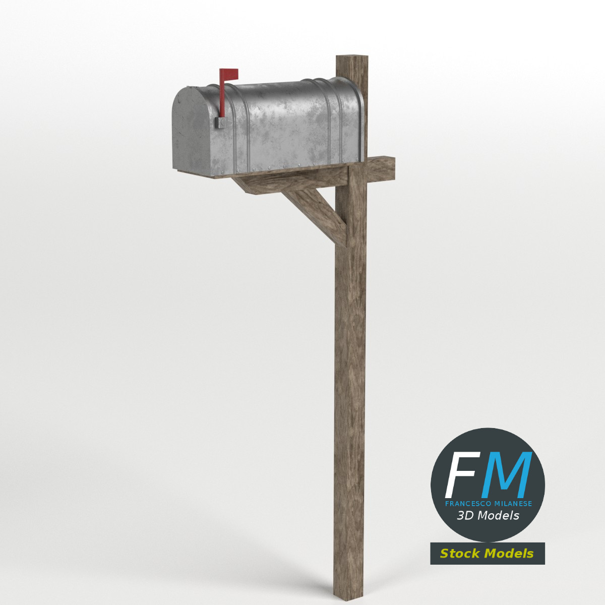 3D-Modell - Ländlicher Briefkasten - 02