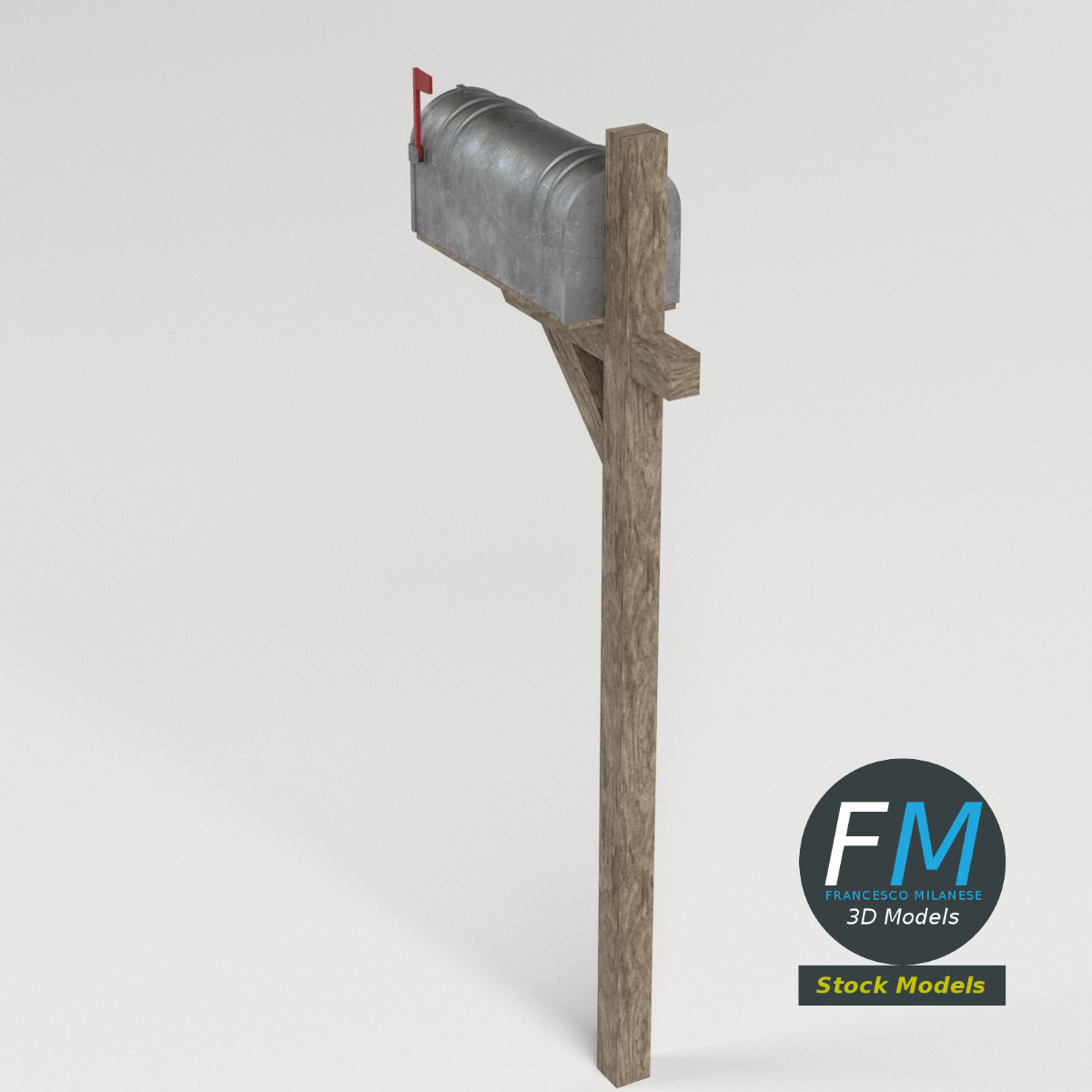 3D-Modell - Ländlicher Briefkasten - 03