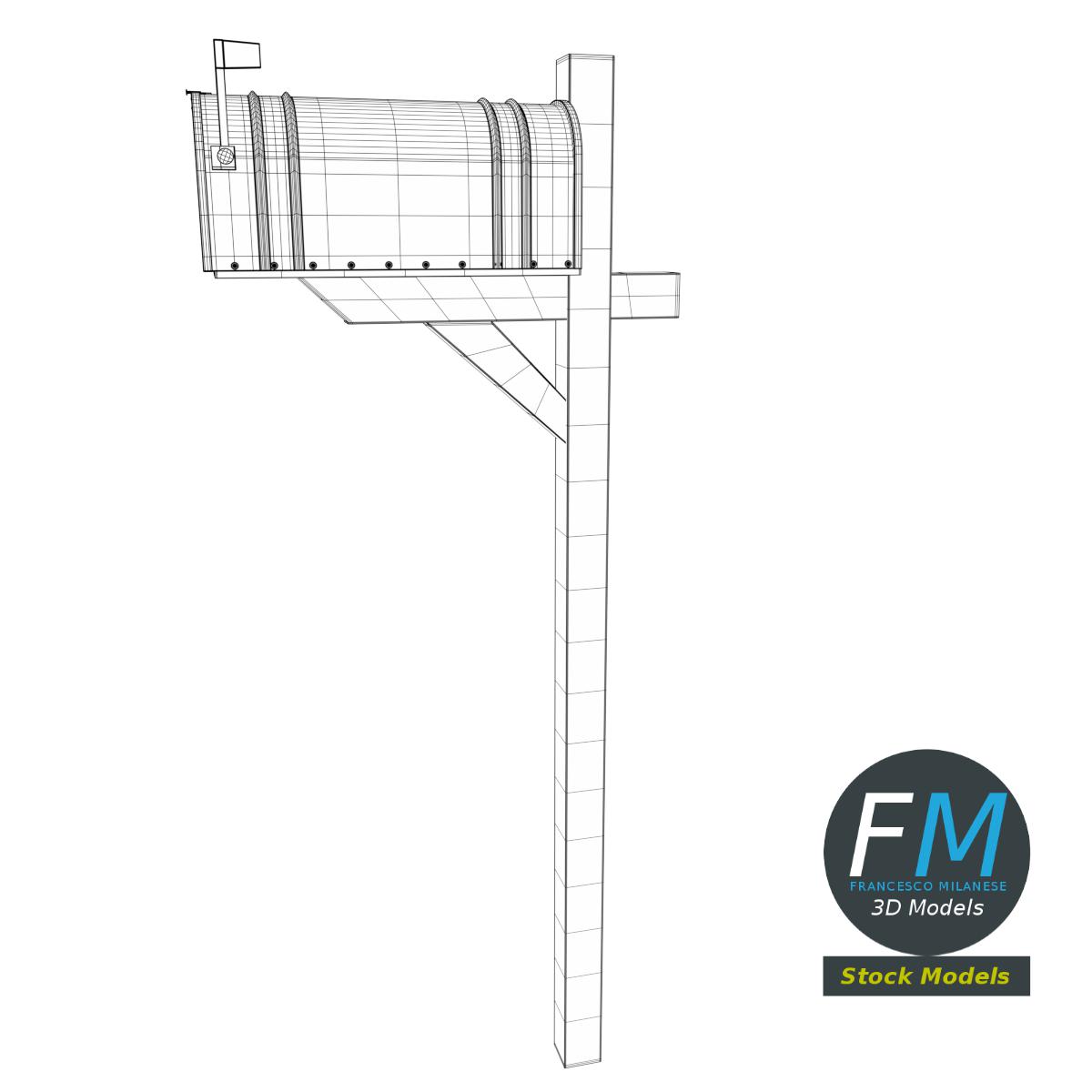 3D-Modell - Ländlicher Briefkasten - 07