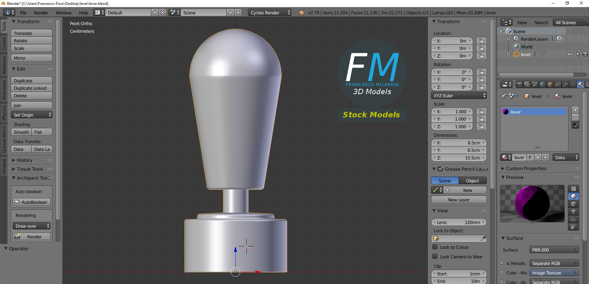 3D-Modell - Steuerhebel - 09