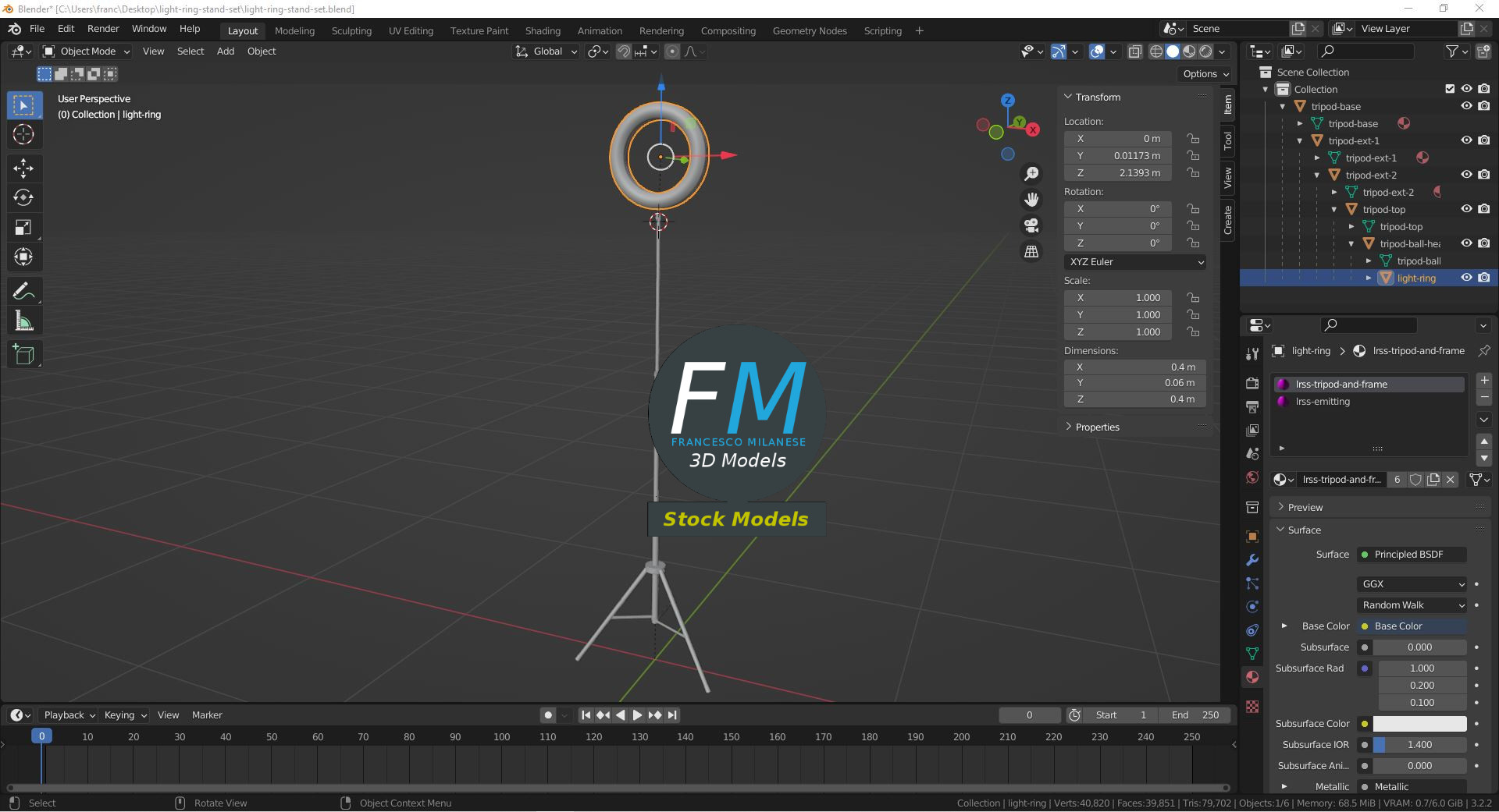 3D-Modell - Ringlicht mit Stativ - 09