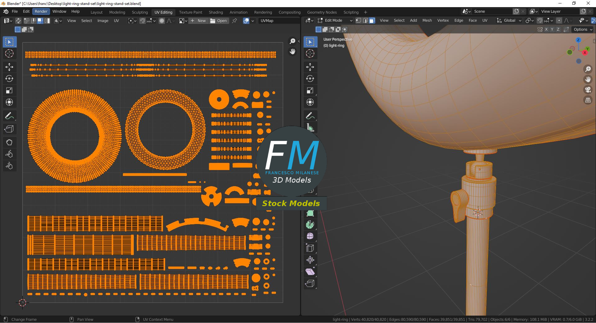 3D-Modell - Ringlicht mit Stativ - 10