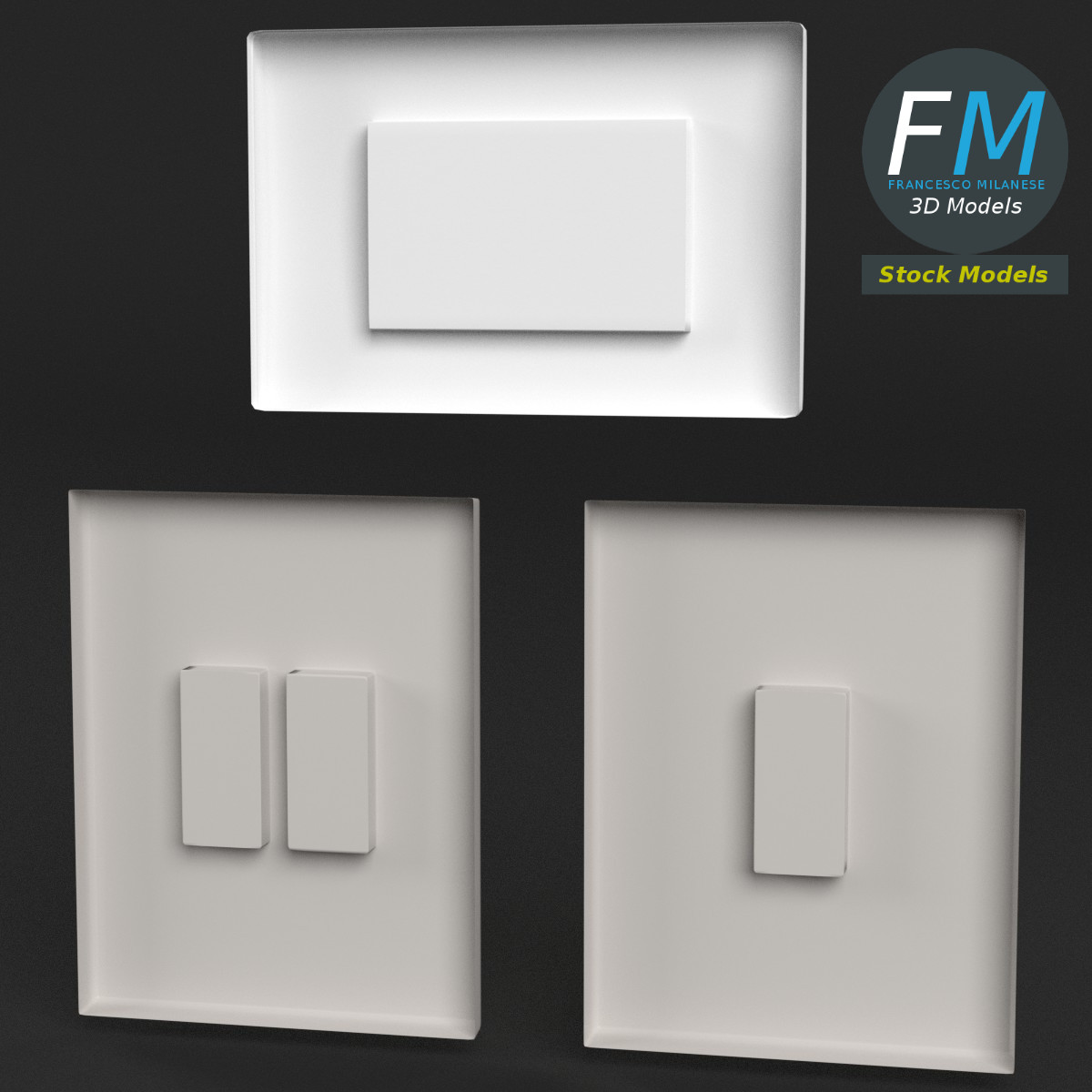 3D-Modell - Lichtschalter-Set - 02