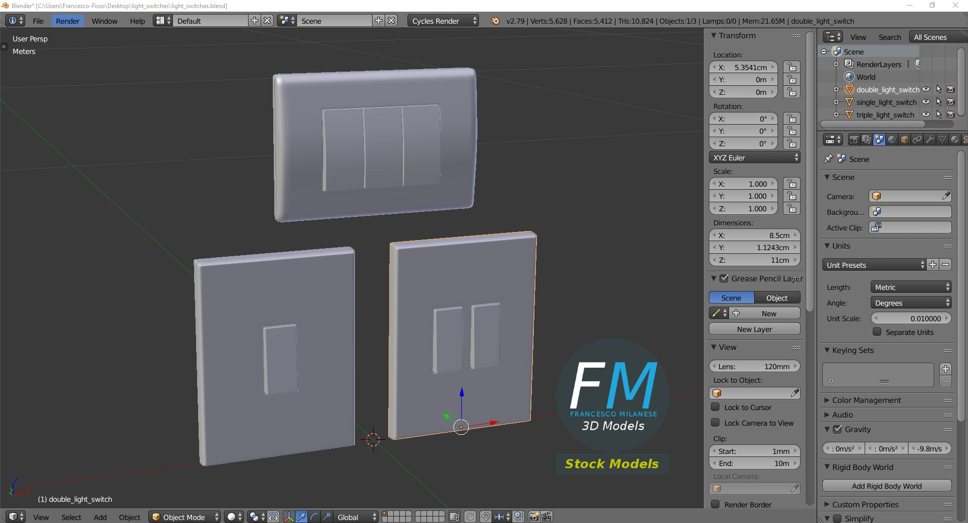 3D-Modell - Lichtschalter-Set - 09
