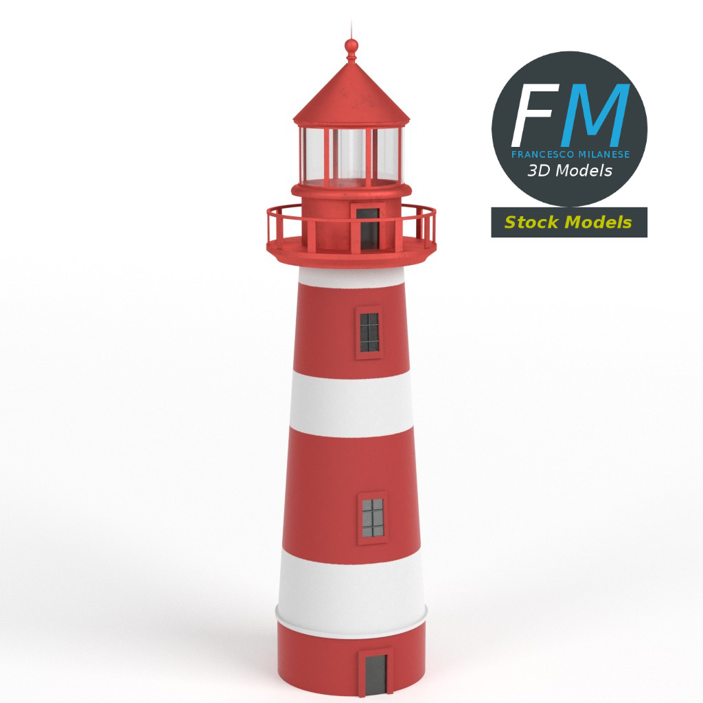 3D-Modell - Rot-Weißer Leuchtturm - 01