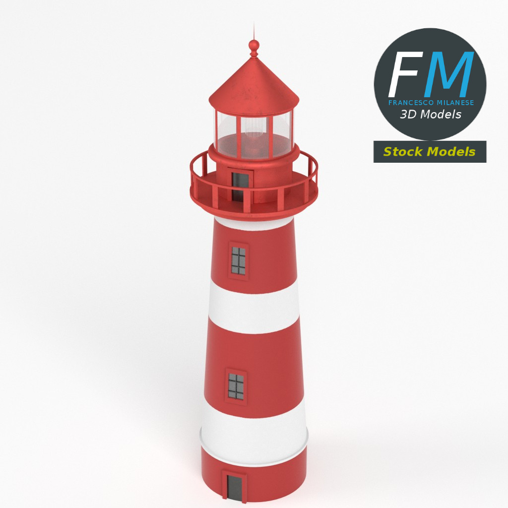 3D-Modell - Rot-Weißer Leuchtturm - 02