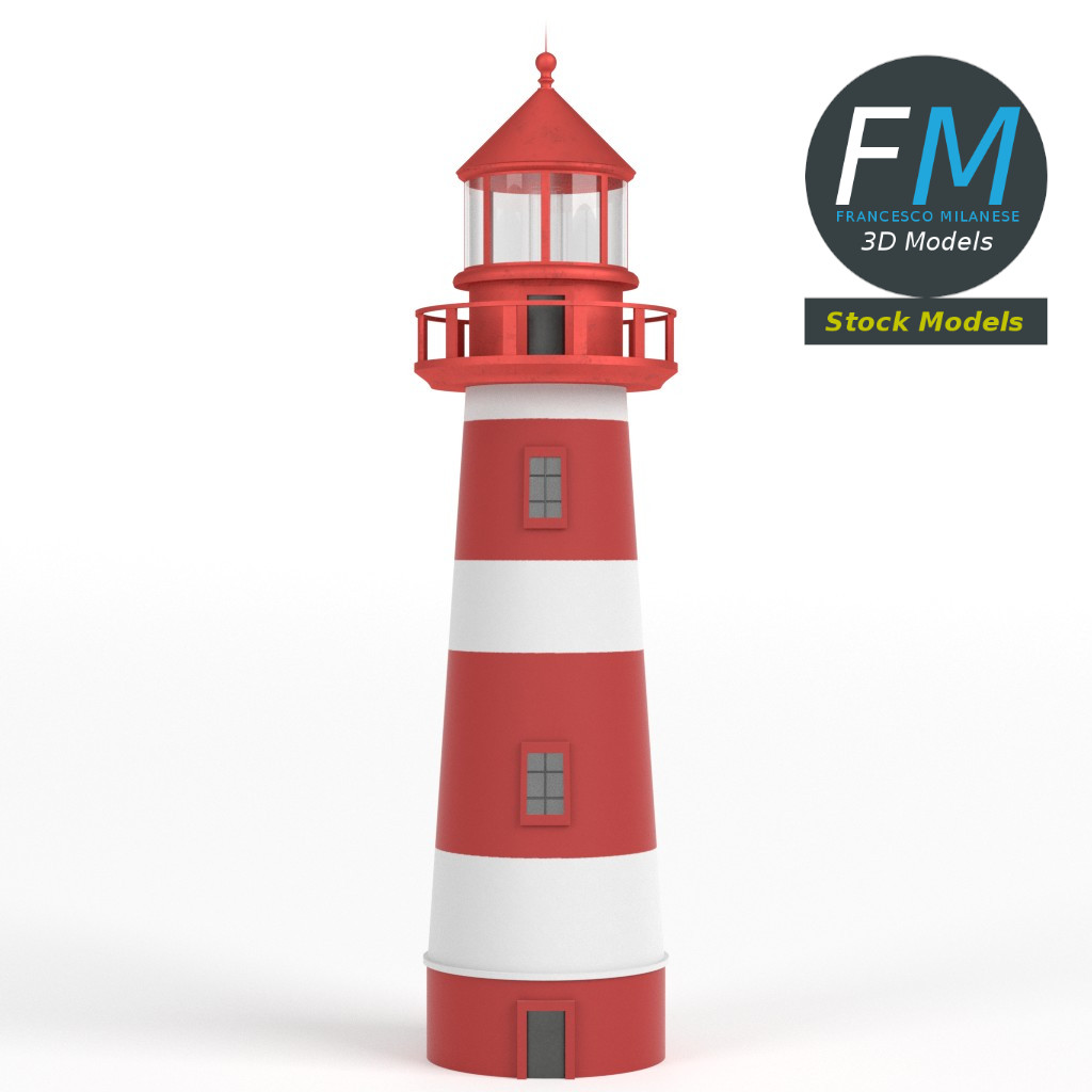 3D-Modell - Rot-Weißer Leuchtturm - 03