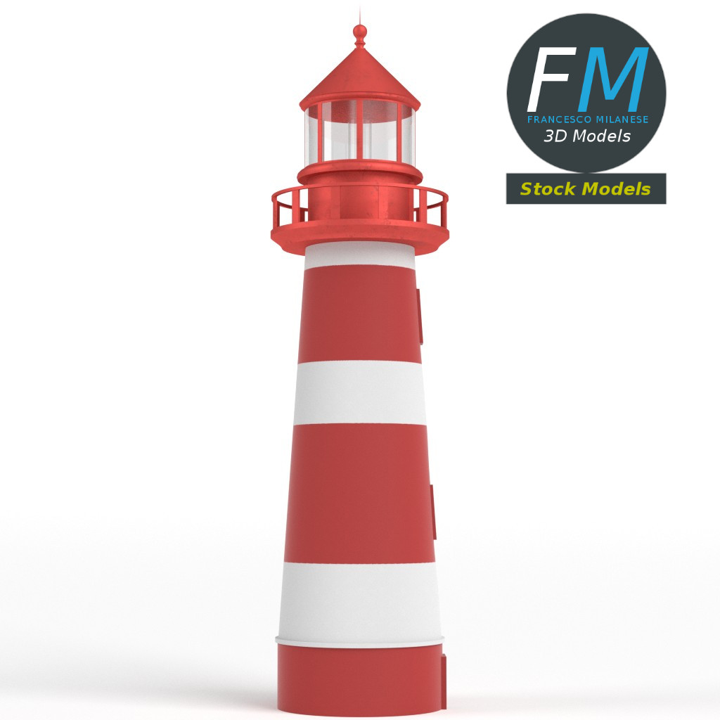 3D-Modell - Rot-Weißer Leuchtturm - 04