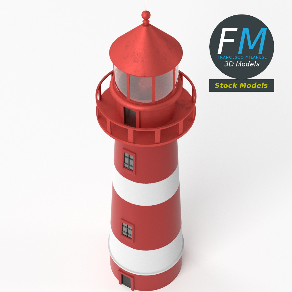 3D-Modell - Rot-Weißer Leuchtturm - 05