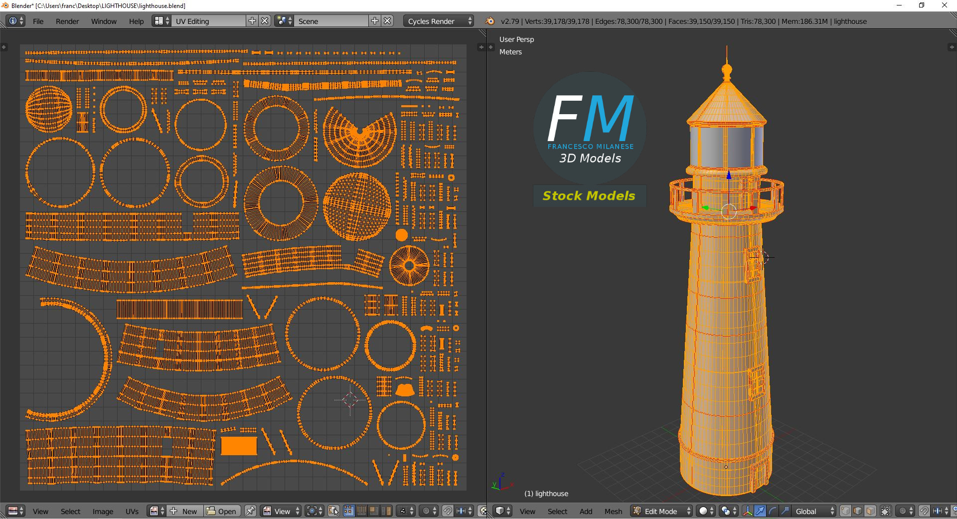 3D-Modell - Rot-Weißer Leuchtturm - 10