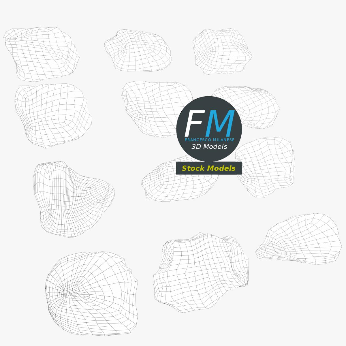 3D-Modell - Kalksteinfelsen und Kieselsteine Set - 07