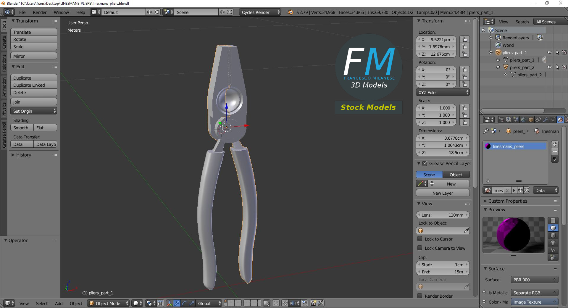 3D-Modell - Kombizange für Elektriker - 09